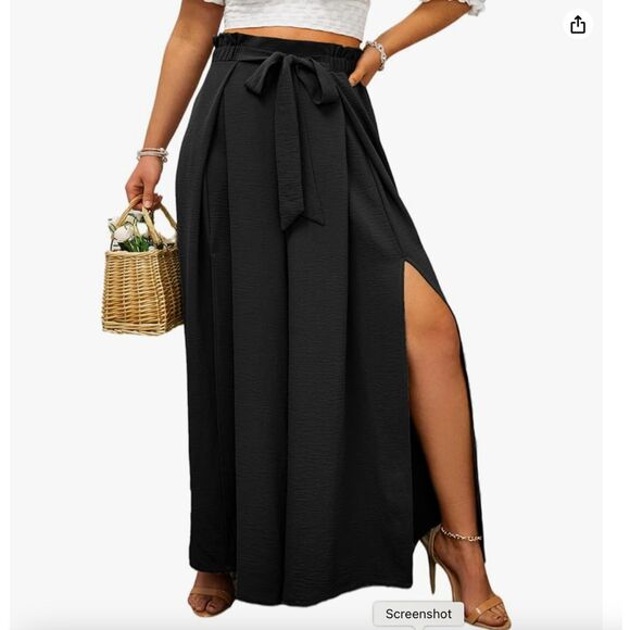 NWT Simplee Plus Elegant Split Leg Belted Flowy Wide Leg Pants Size 1XL - Picture 1 of 13